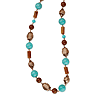Copper-tone Aqua and Brown Beads 44in Necklace