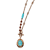 Copper-tone Aqua and Brown Beads 16in Locket Necklace