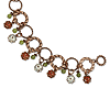 Copper-tone Orange and Ivory Enamel Green Beads 7in Bracelet