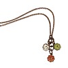 Copper-tone Green Orange and Ivory Enamel Flowers 16in Necklace