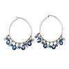 Silver-tone Light and Dark Blue Crystals Hoop Earrings