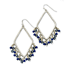 1928 Silver-tone Sodalite and Blue Crystals Diamond Shaped Dangle Earrings