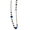 Silver-tone Blue Bead and Crystal 44in Necklace