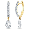 14k Yellow Gold Floating 1.25 ct tw Lab Grown Pear Diamond Hoop Earrings