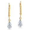 14k Yellow Gold Floating 1 ct tw Lab Grown Pear Diamond Leverback Earrings