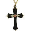 Black Hills Gold 1 1/4in Black Powdercoated Cross Necklace
