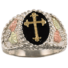 Sterling Silver and 10k Black Hills Gold Antiqued Cross Ring