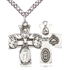 Sterling Silver 3/4in Four Way Holy Spirit Medal & 24in Chain