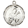 Sterling Silver 3/4in Round St Francis Medal