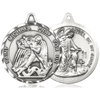 Sterling Silver Round Saint Michael Medal 1.25in