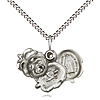 Sterling Silver Rosebud Miraculous Medal & 18in Chain
