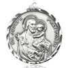 Sterling Silver 1 3/8in Round St Joseph Medal