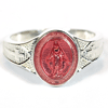 Sterling Silver Miraculous Medal Ring with Pink Epoxy
