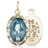 Gold Filled Sterling Silver 3/4in Blue Miraculous Medal
