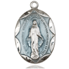 Sterling Silver 1in Blue Miraculous Medal