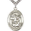 Sterling Silver 1in St Michael and Guardian Angel Medal & 24in Chain
