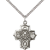 Sterling Silver Communion Five Way Cross Necklace