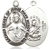 Sterling Silver Oval Sacred Heart of Jesus Medal 3/4in