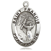 Sterling Silver Oval St Francis Medal 3/4in
