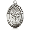 Sterling Silver Oval St Francis Pray For Us Medal 1in
