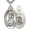 Sterling Silver 1in St Christopher US Air Force Medal & 24in Chain