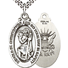 Sterling Silver 1in St Christopher US Navy Medal & 24in Chain
