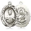 Sterling Silver Scapular Medal with Wreath Border 7/8in