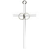 Antiqued Silver-toned Brass Wedding Rings On Polished Wall Cross 6in