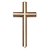 Walnut Wood Gold-tone Brass Inlay Wall Cross 6in