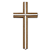 Walnut Wood Silver-tone Brass Inlay Wall Cross 6in