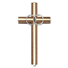 Walnut Wood Marriage Wall Cross With Gold-tone Inlay 6in