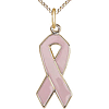 Gold Filled Sterling Silver Cancer Awareness Pink Ribbon Necklace