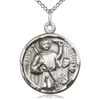 Sterling Silver 7/8in St Genesius Medal with 18in Chain