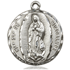 Sterling Silver 1 1/4in Round Our Lady of Guadalupe Medal