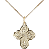 Gold Filled Sterling Silver Small Four Way Cross Necklace