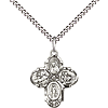 Sterling Silver Small Four Way Cross Necklace