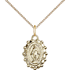 Gold Filled Sterling Silver Small Fancy Miraculous Medal Necklace