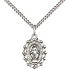 Sterling Silver Small Fancy Miraculous Medal Necklace