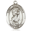 Sterling Silver Oval St Christopher Medal 1in