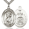 Sterling Silver 1in Oval St Christopher US Air Force Medal & 24in Chain