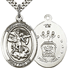 Sterling Silver 1in Oval St Michael US Air Force Medal & 24in Chain