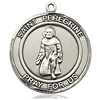 Sterling Silver 7/8in St Peregrine Pray For Us Round Medal