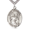Sterling Silver 1in Oval St Theodore Medal & 24in Chain