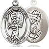 Sterling Silver 1in St Christopher Baseball Medal & 24in Chain