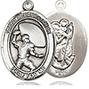 Sterling Silver 1in St Christopher Football Medal & 24in Chain