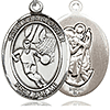 Sterling Silver 1in St Christopher Basketball Medal & 24in Chain