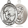 Sterling Silver 1in St Christopher Soccer Medal & 24in Chain