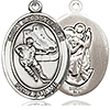 Sterling Silver 1in St Christopher Hockey Medal & 24in Chain