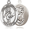 Sterling Silver 1in St Christopher Tennis Medal & 24in Chain