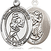 Sterling Silver 1in St Christopher Softball Medal & 24in Chain